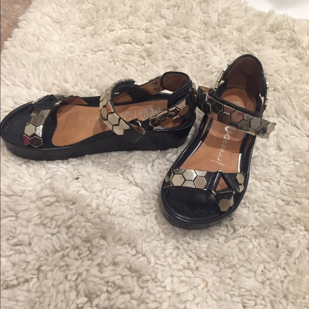 JC metal embellishment platform sandals